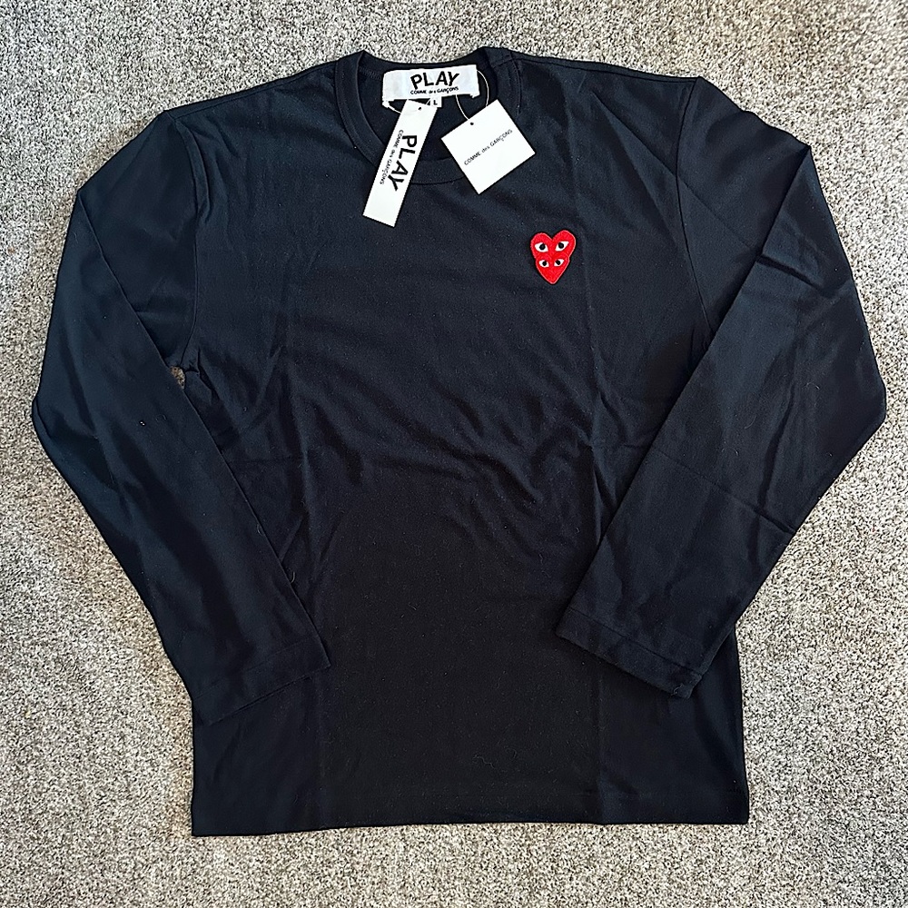 Comme des Garçons PLAY Men’s Double Heart Long-Sleeve T-Shirt Large - NWT